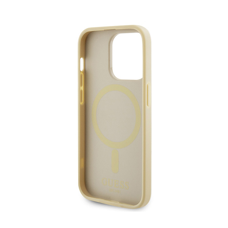 Guess Saffiano MagSafe - Etui iPhone 15 Pro Max (złoty)