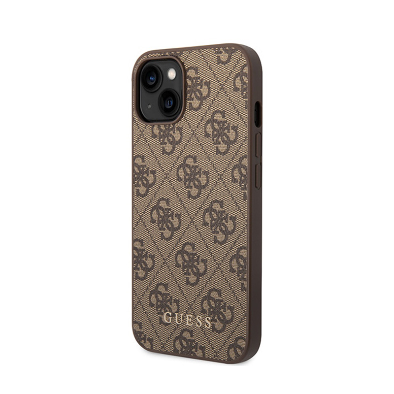 Guess 4G Metal Gold Logo - Etui iPhone 15 Plus (brązowy)