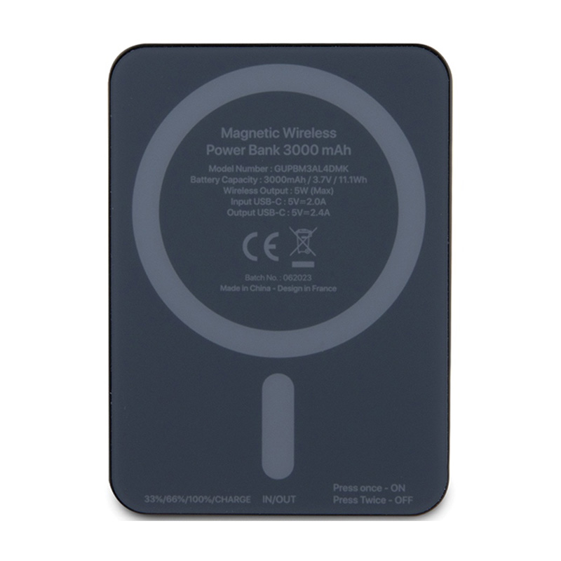 Guess 4G Strassed Metal Logo MagSafe - Power Bank indukcyjny 3000 mAh 5W MagSafe (czarny)