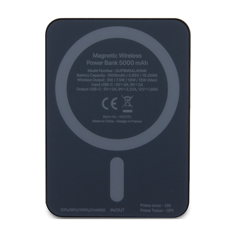 Guess Metal Script Logo MagSafe - Power Bank indukcyjny 5000 mAh 15W MagSafe (czarny)
