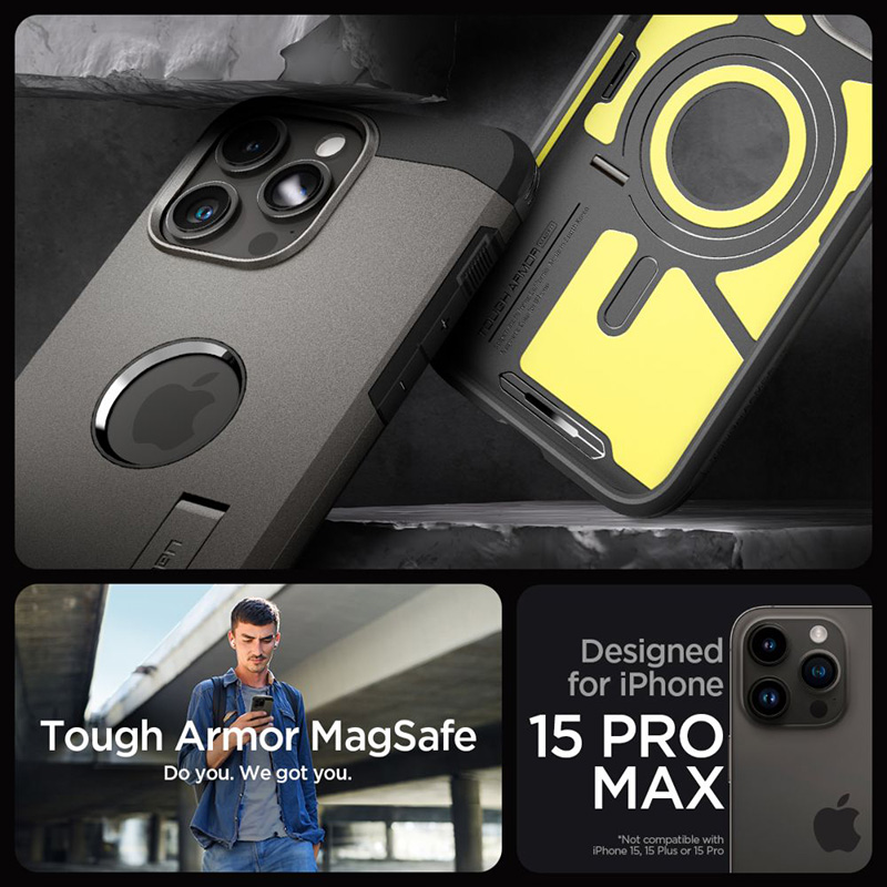 Spigen Tough Armor Mag MagSafe - Etui do iPhone 15 Pro Max (Gunmetal)