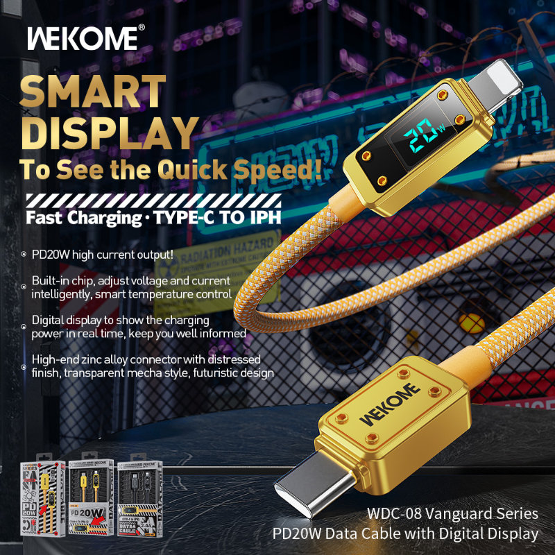 WEKOME WDC-08 Vanguard Series - Kabel połączeniowy USB-C do Lightning Fast Charging PD 20W 1 m (Tarnish)