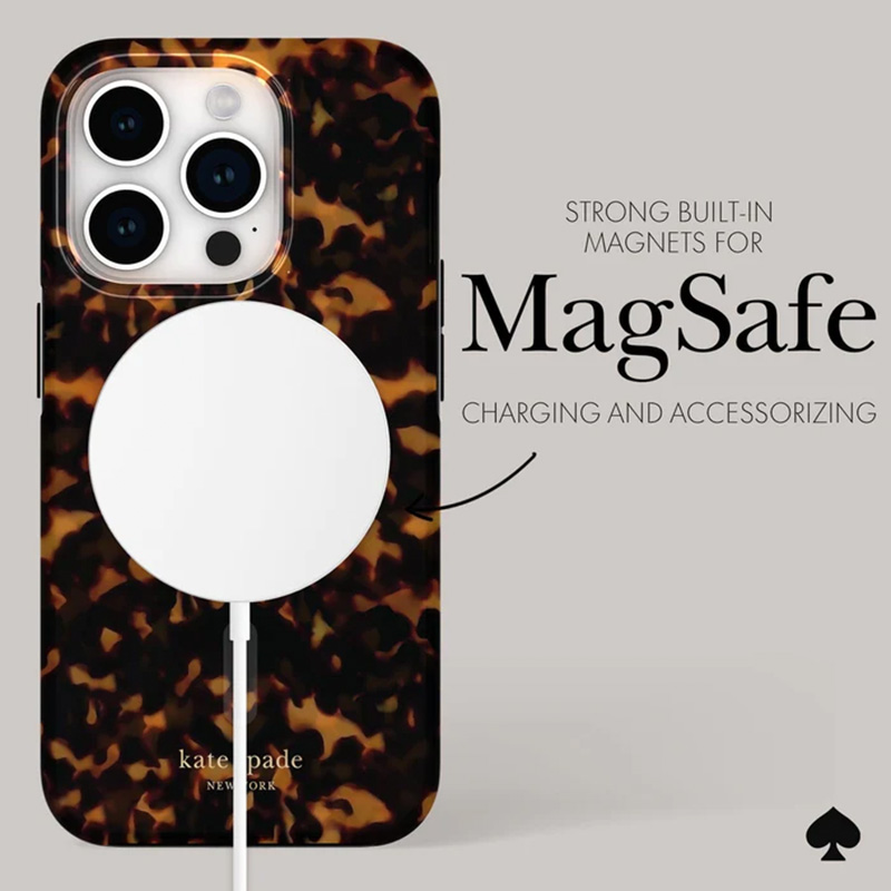 Kate Spade New York Protective MagSafe - Etui iPhone 15 Pro (Transparent Tortoise)
