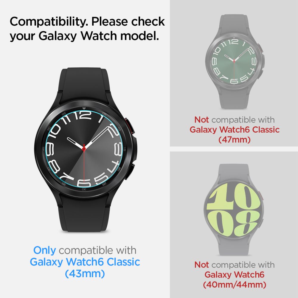 Spigen GLAS.TR EZ FIT 2-Pack - Szkło hartowane do Samsung Galaxy Watch 6 Classic 43 mm (2 szt)