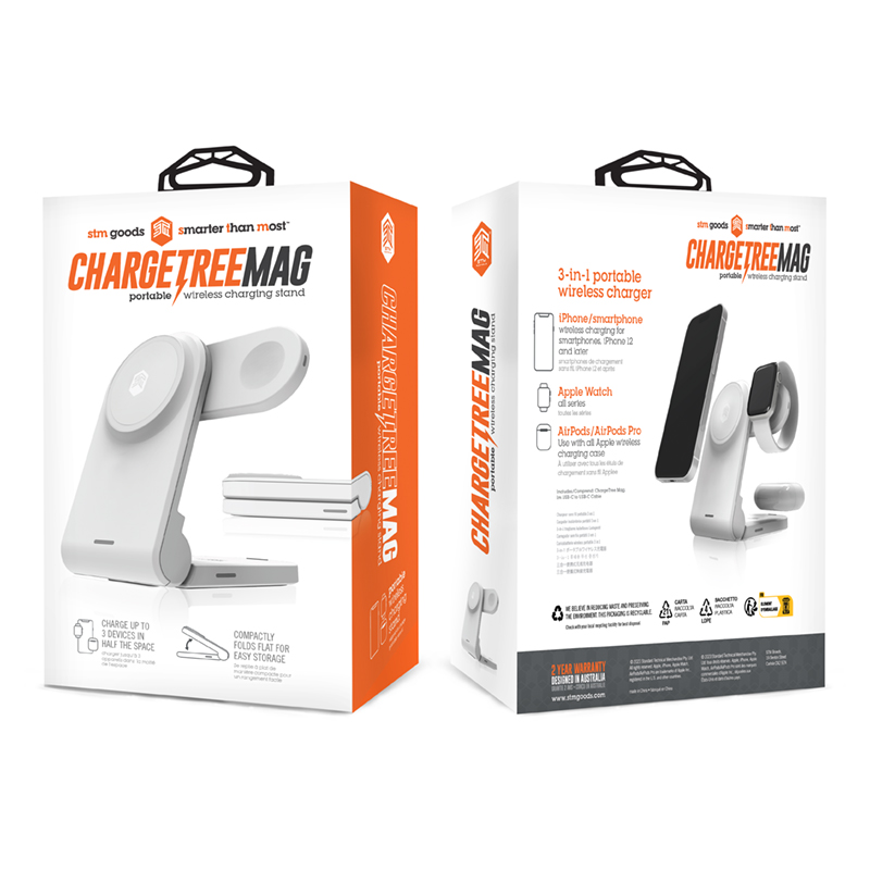 STM ChargeTree MAG - Mobilna ładowarka bezprzewodowa 3w1 z MagSafe (biały)