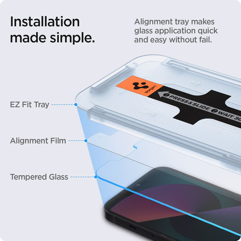 Spigen GLAS.TR EZ FIT 2-Pack - Szkło hartowane do iPhone 16e / iPhone 14 / iPhone 13 Pro / iPhone 13 2 szt
