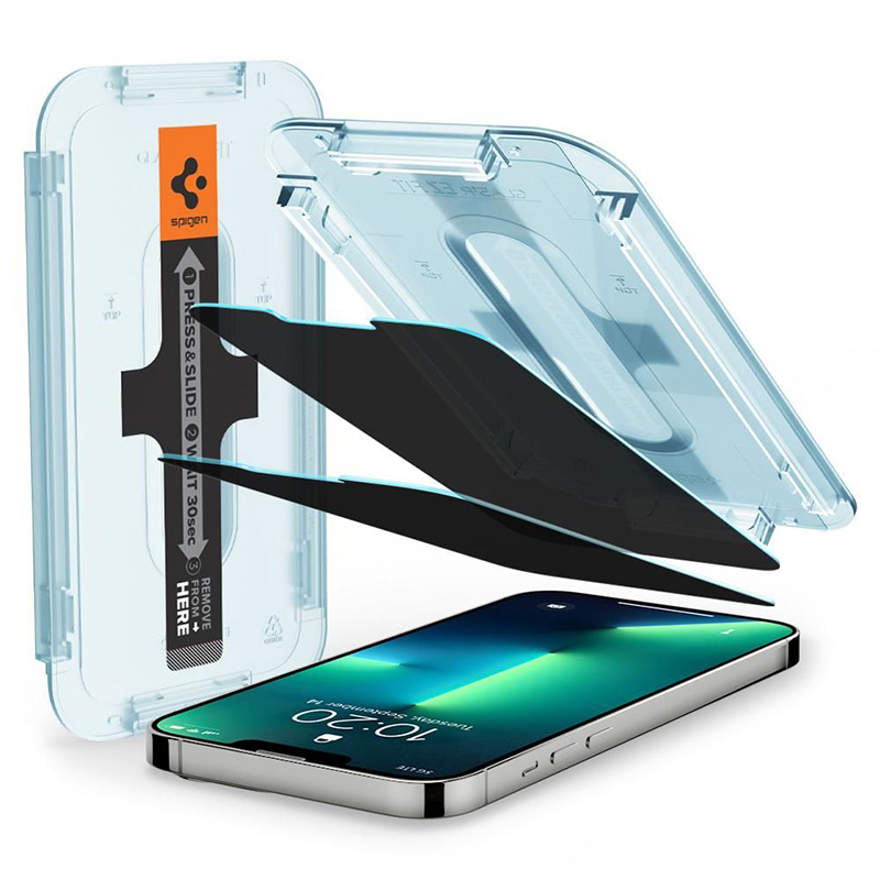 Spigen GLAS.TR EZ FIT Privacy 2-Pack - Szkło hartowane z filtrem prywatyzującym do iPhone 16e / iPhone 14 / iPhone 13 Pro / iPhone 13 2 szt