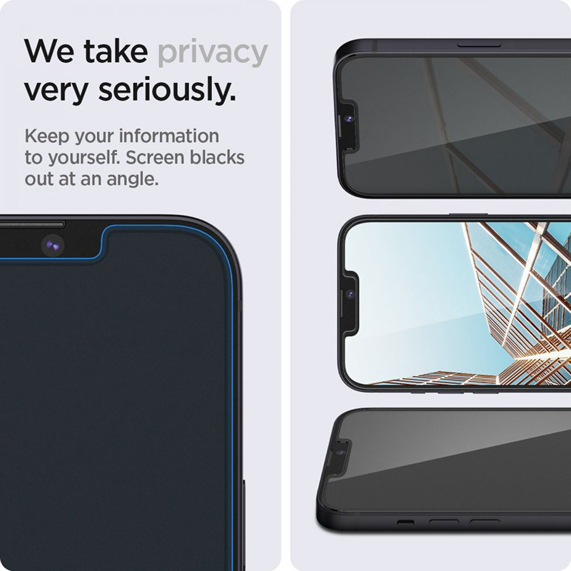 Spigen GLAS.TR EZ FIT Privacy 2-Pack - Szkło hartowane z filtrem prywatyzującym do iPhone 16e / iPhone 14 / iPhone 13 Pro / iPhone 13 2 szt