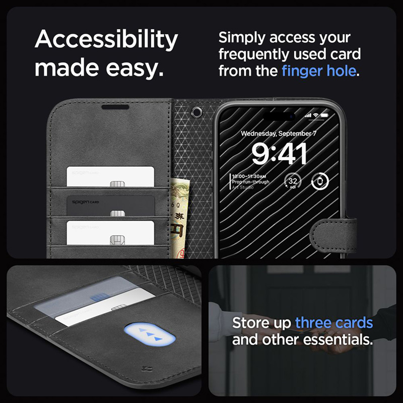 Spigen Wallet S Pro - Etui do iPhone 15 Pro Max (Czarny)