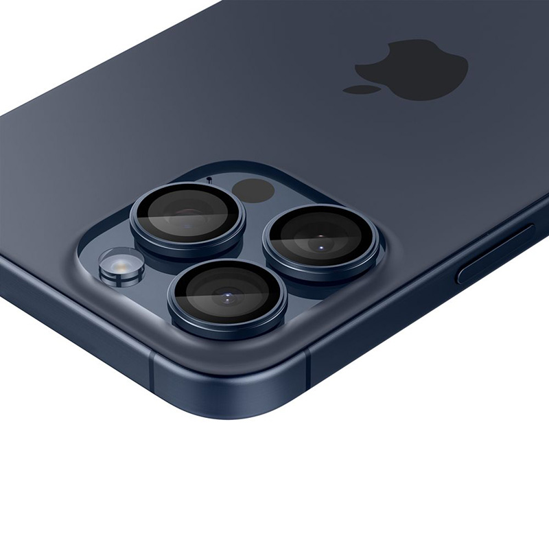 Spigen Optik Pro GLAS.TR EZ Fit Camera Protector 2-Pack - Szkło ochronne na obiektyw do iPhone 15 Pro / 15 Pro Max / iPhone 14 Pro / 14 Pro Max (2 szt) (Blue Titanium)