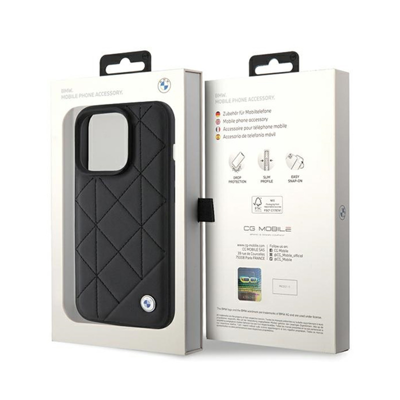 BMW Leather Quilted - Etui iPhone 15 Pro Max (czarny)