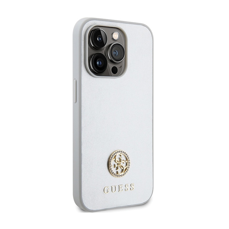 Guess 4G Strass Metal Logo - Etui iPhone 15 Pro (srebrny)