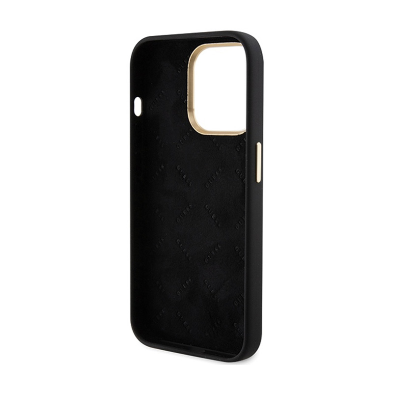 Guess Silicone Script Metal Logo & Frame - Etui iPhone 15 Pro (czarny)