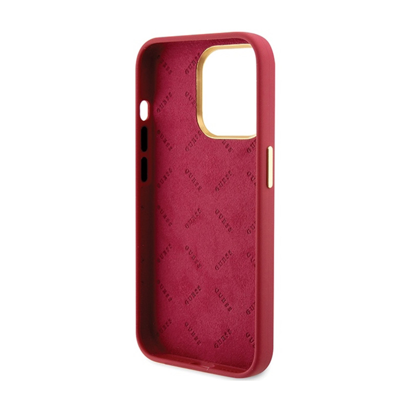 Guess Silicone Script Metal Logo & Frame - Etui iPhone 15 Pro Max (magenta)