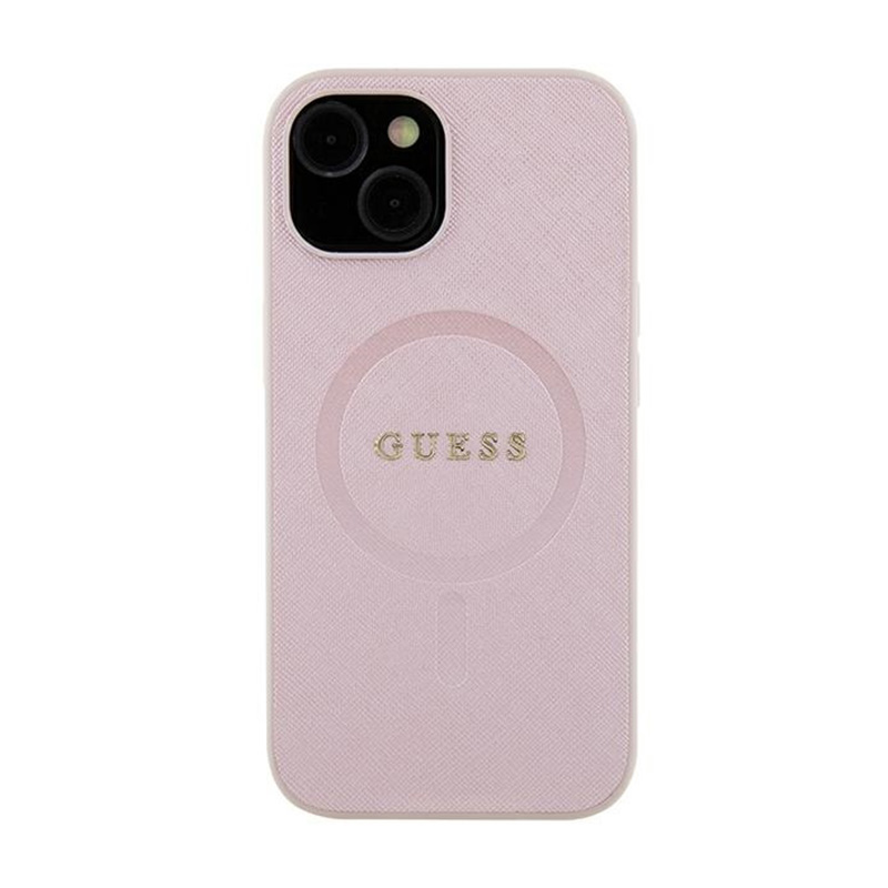 Guess Saffiano MagSafe - Etui iPhone 15 Plus (różowy)