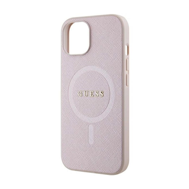 Guess Saffiano MagSafe - Etui iPhone 15 Plus (różowy)