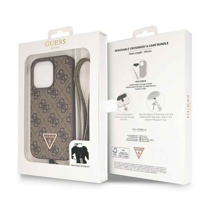 Guess Crossbody 4G Metal Logo - Etui iPhone 14 Pro (brązowy)