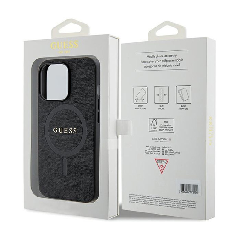 Guess Saffiano MagSafe - Etui iPhone 13 Pro (czarny)