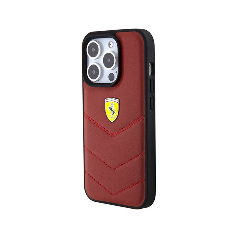 Ferrari Quilted Metal Logo - Etui iPhone 15 Pro (czerwony)