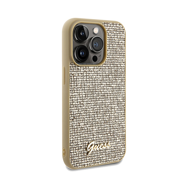 Guess Disco Metal Script - Etui iPhone 14 Pro Max (złoty)
