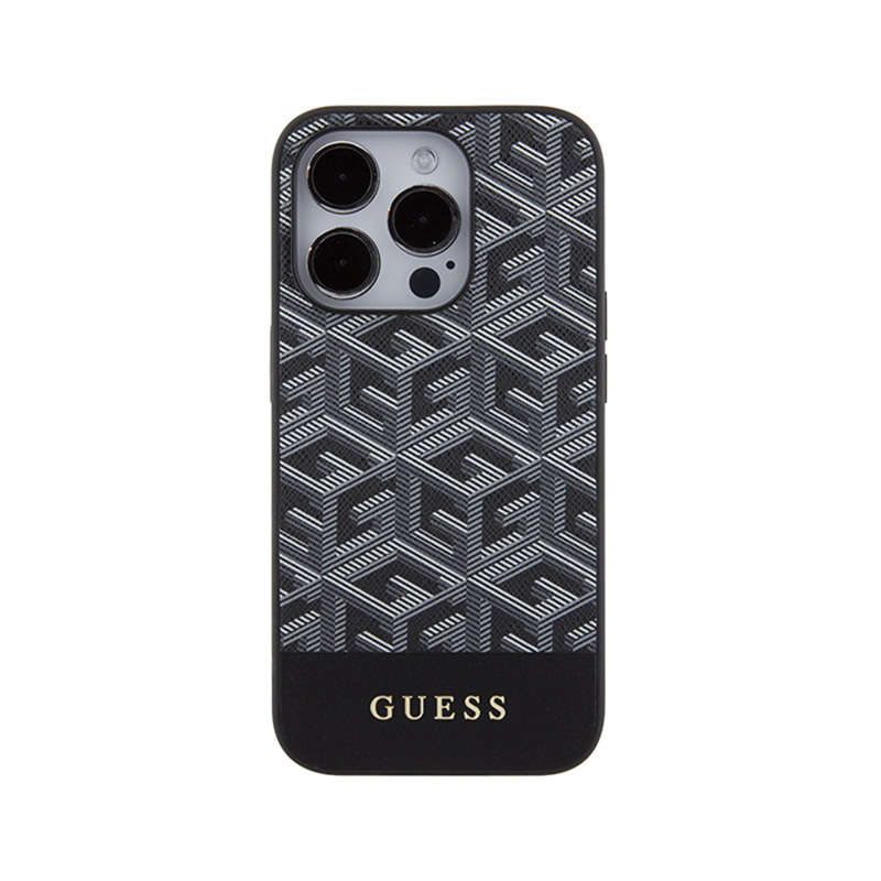 Guess GCube Stripes MagSafe - Etui iPhone 15 Pro (czarny)