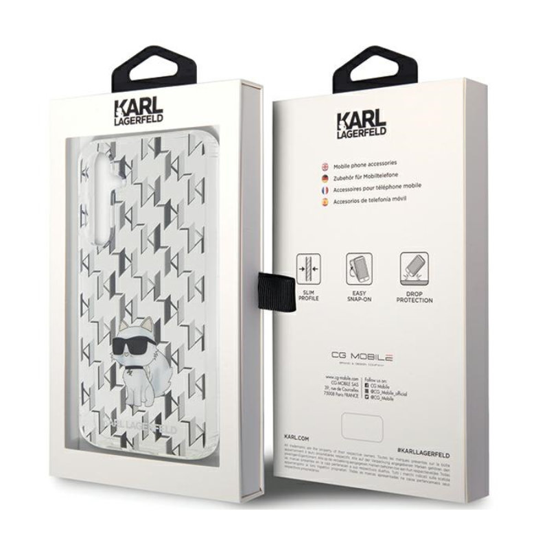 Karl Lagerfeld Monogram Choupette - Etui Samsung Galaxy S23 FE (przezroczysty)