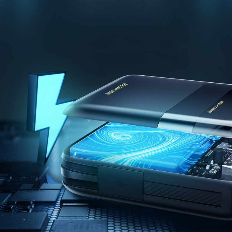 WEKOME WP-309 Vanguard Series - Power bank 10000 mAh Super Charging z wbudowanym kablem USB-C & Lightning PD 20W + QC 22.5W (Biały / Przezroczysty)