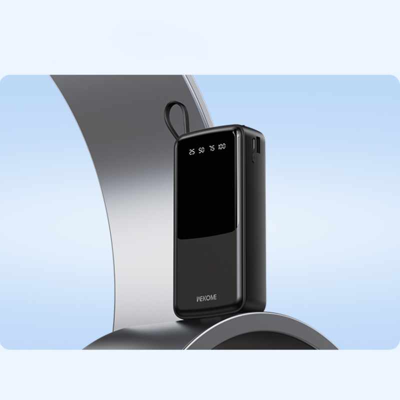 WEKOME WP-10 Pop Digital Series - Power bank 20000 mAh z wbudowanym kablem USB-C / Lightning / Micro USB / USB-A (Czarny)