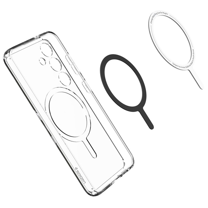 Spigen Crystal Hybrid OneTap Ring MagSafe - Etui do Samsung Galaxy S24 (Biały)