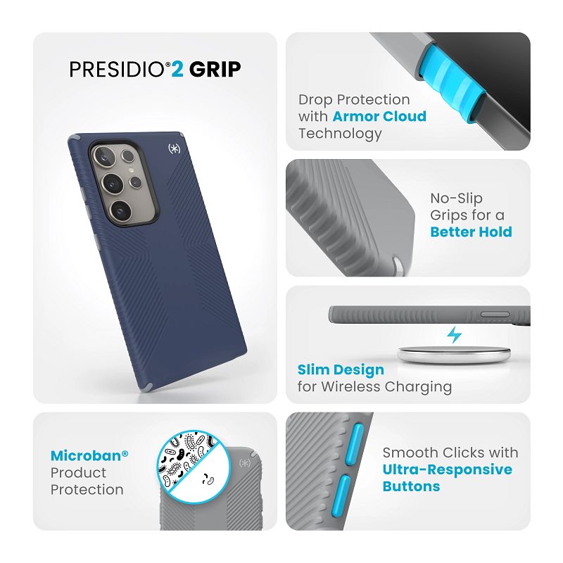 Speck Presidio2 Grip - Etui Samsung Galaxy S24 Ultra (Coastal Blue / Dust Grey)