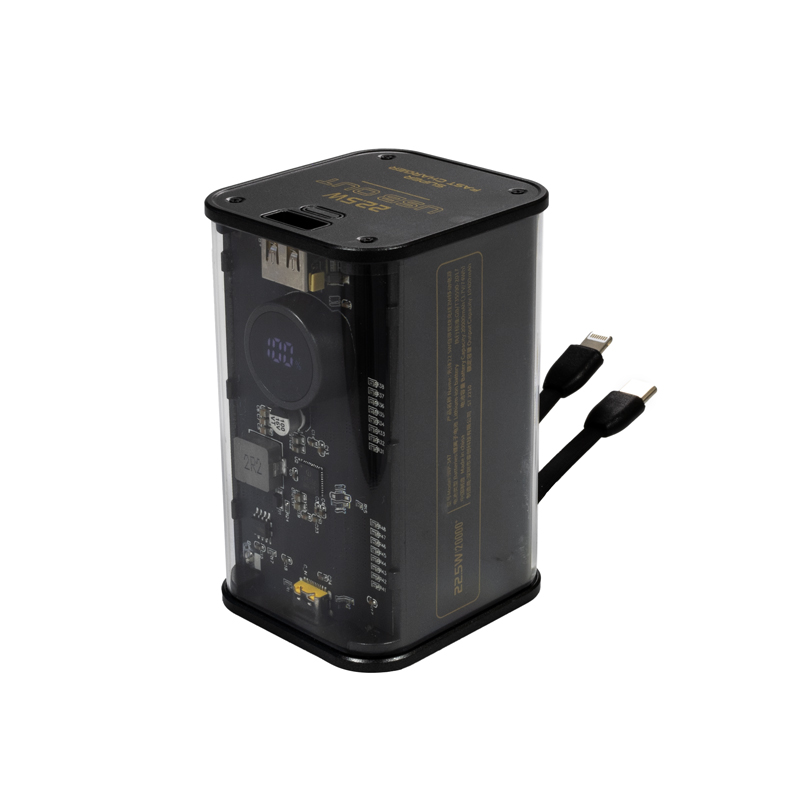 WEKOME WP-347 Vanguard Series - Power bank 20000 mAh Super Fast Charging z wbudowanym kablem USB-C PD 20W & Lightning + USB-A QC3.0 22.5W (Czarny)