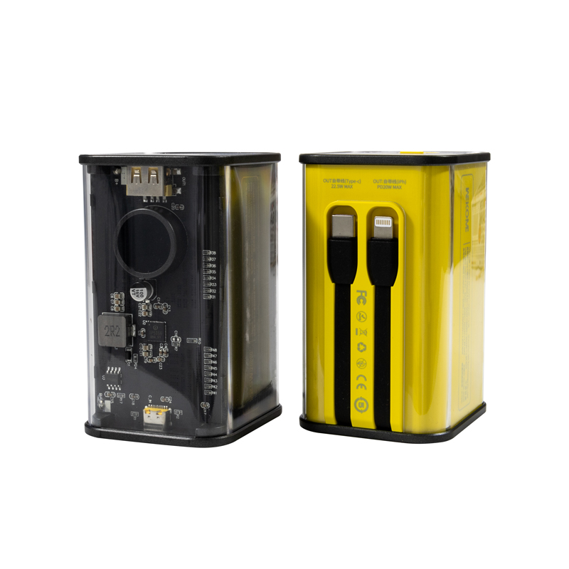 WEKOME WP-347 Vanguard Series - Power bank 20000 mAh Super Fast Charging z wbudowanym kablem USB-C PD 20W & Lightning + USB-A QC3.0 22.5W (Czarny)
