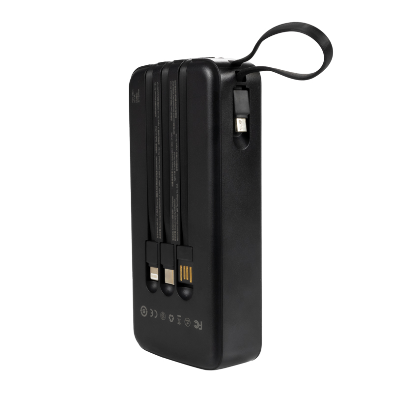 WEKOME WP-10 Pop Digital Series - Power bank 20000 mAh z wbudowanym kablem USB-C / Lightning / Micro USB / USB-A (Czarny)