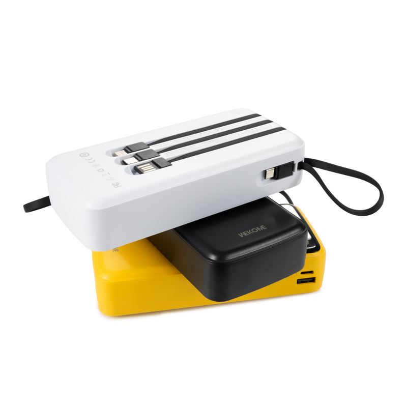 WEKOME WP-10 Pop Digital Series - Power bank 20000 mAh z wbudowanym kablem USB-C / Lightning / Micro USB / USB-A (Biały)