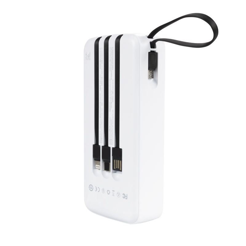 WEKOME WP-10 Pop Digital Series - Power bank 20000 mAh z wbudowanym kablem USB-C / Lightning / Micro USB / USB-A (Biały)