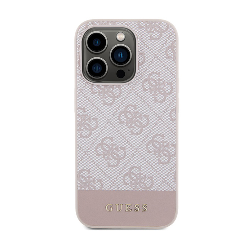 Guess 4G Bottom Stripe Metal Logo Collection - Etui iPhone 15 Pro (różowy)
