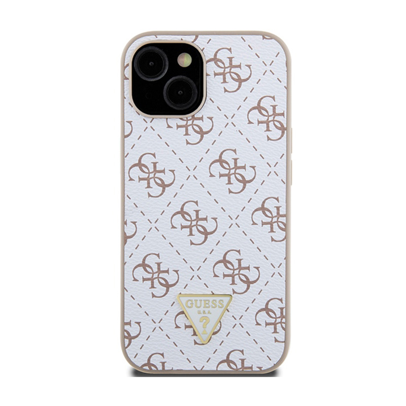 Guess 4G Triangle Metal Logo - Etui iPhone 15 (biały)