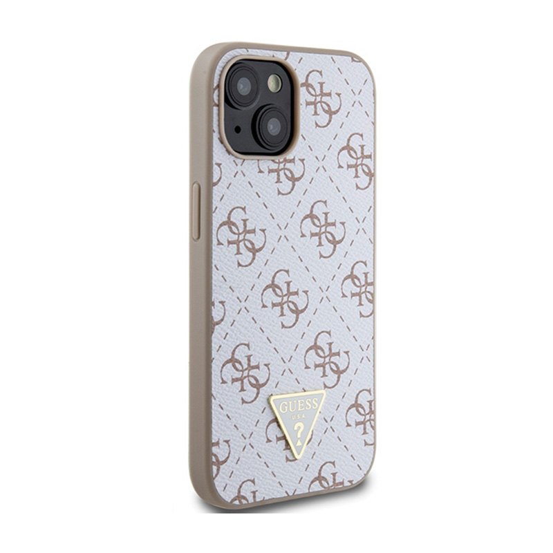 Guess 4G Triangle Metal Logo - Etui iPhone 15 (biały)