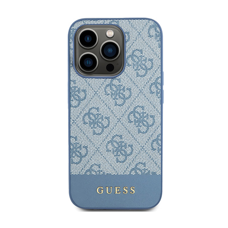 Guess 4G Bottom Stripe Metal Logo Collection - Etui iPhone 15 Pro Max (niebieski)