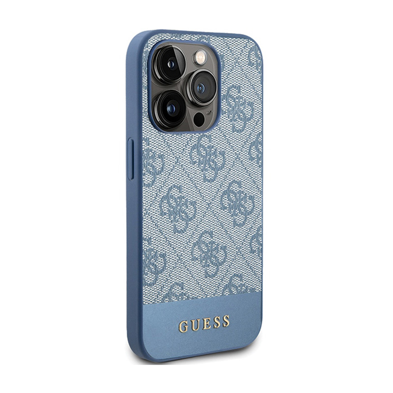 Guess 4G Bottom Stripe Metal Logo Collection - Etui iPhone 15 Pro Max (niebieski)