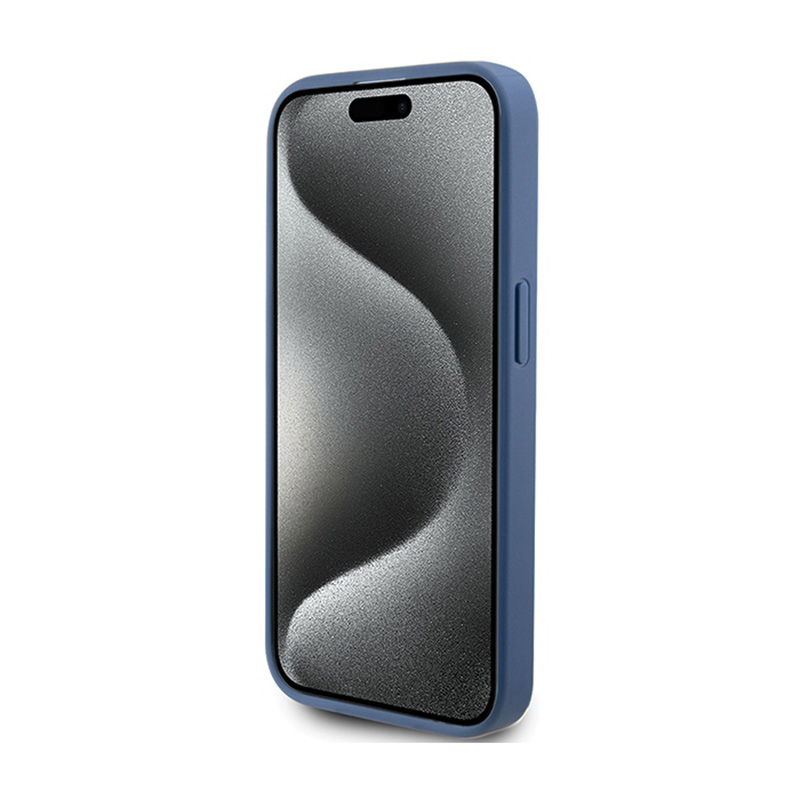 Guess 4G Bottom Stripe Metal Logo Collection - Etui iPhone 15 Pro Max (niebieski)