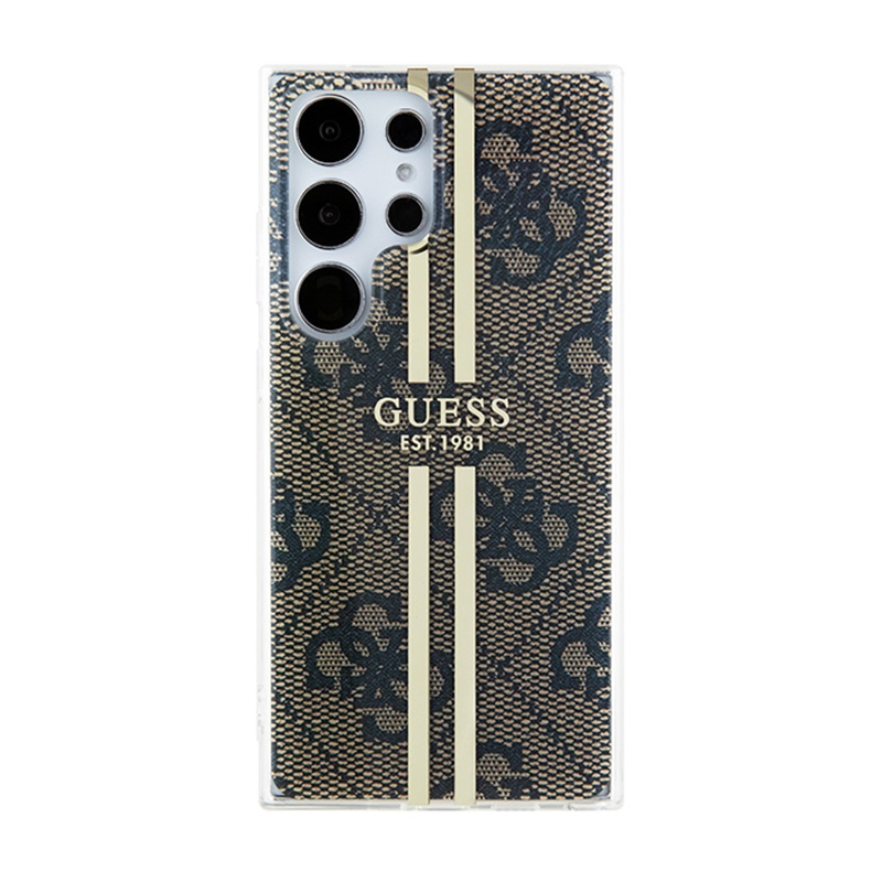 Guess IML 4G Gold Stripe - Etui Samsung Galaxy S24 Ultra (brązowy)