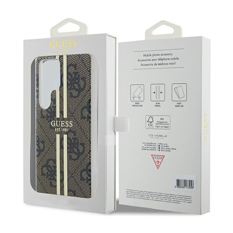 Guess IML 4G Gold Stripe - Etui Samsung Galaxy S24 Ultra (brązowy)