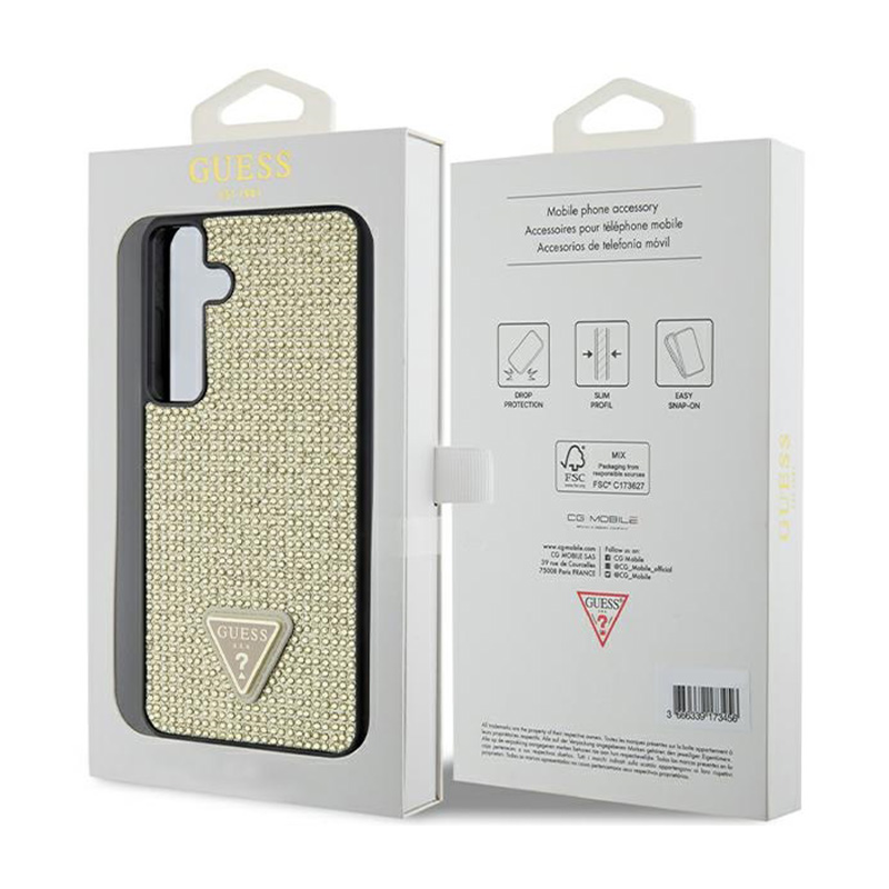 Guess Rhinestone Triangle - Etui Samsung Galaxy S24 (złoty)