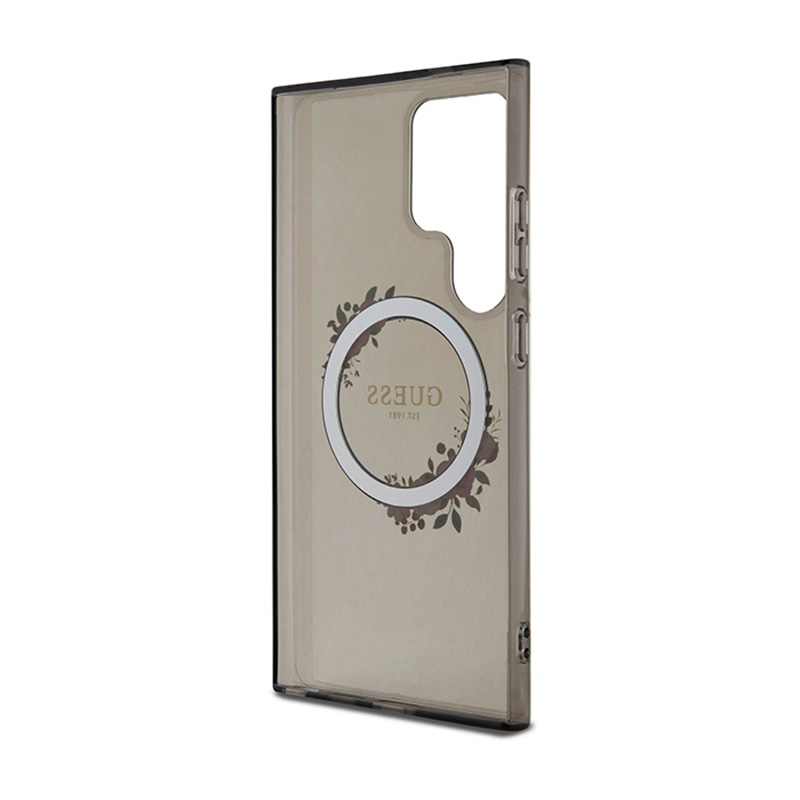 Guess IML Flowers Wreath MagSafe - Etui Samsung Galaxy S24 Ultra (czarny)