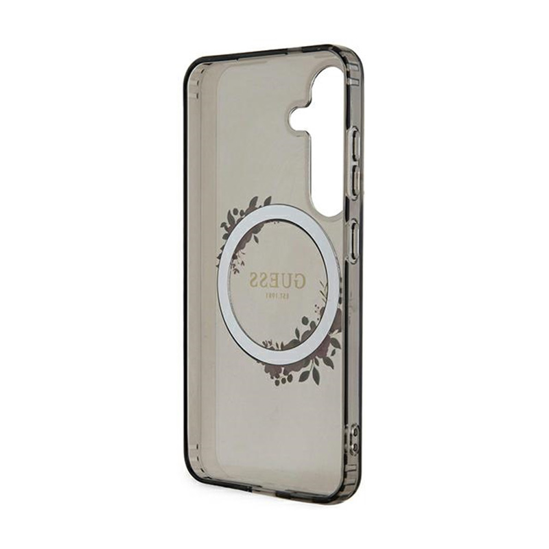 Guess IML Flowers Wreath MagSafe - Etui Samsung Galaxy S24 (czarny)