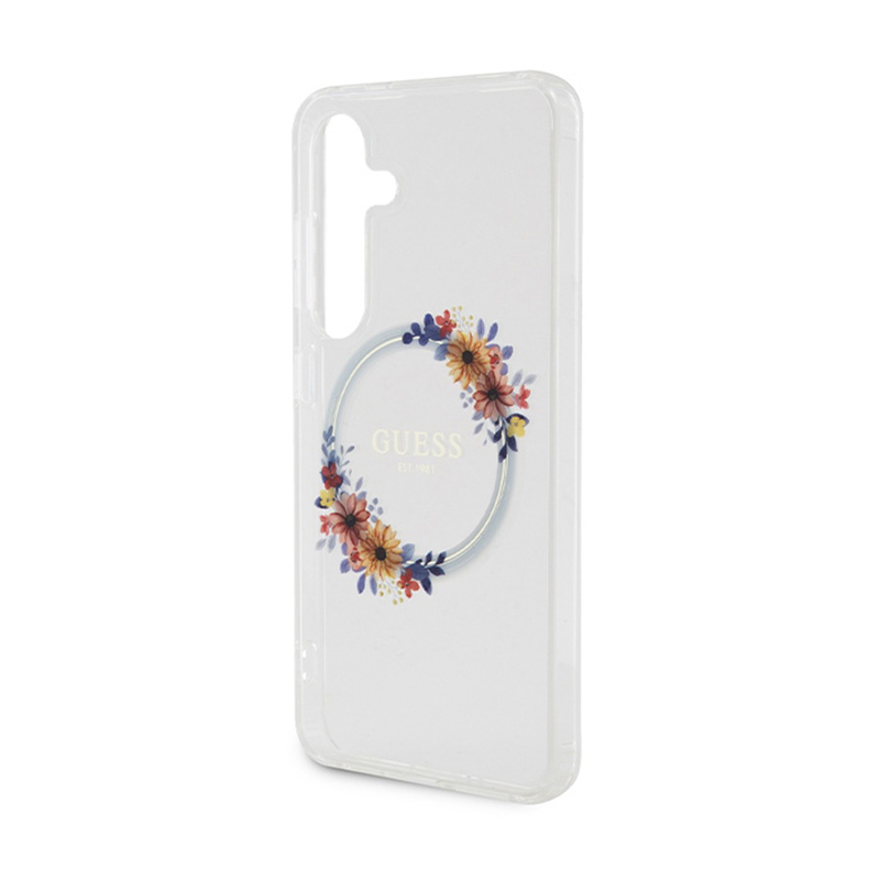 Guess IML Flowers Wreath MagSafe - Etui Samsung Galaxy S24 (przezroczysty)