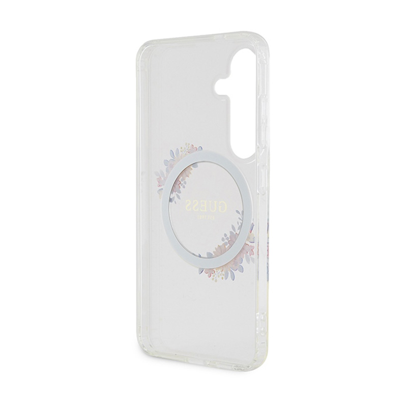 Guess IML Flowers Wreath MagSafe - Etui Samsung Galaxy S24 (przezroczysty)