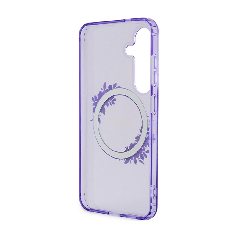 Guess IML Flowers Wreath MagSafe - Etui Samsung Galaxy S24 (fioletowy)