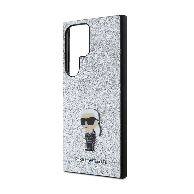 Karl Lagerfeld Fixed Glitter Ikonik Logo Metal Pin - Etui Samsung Galaxy S24 Ultra (srebrny)